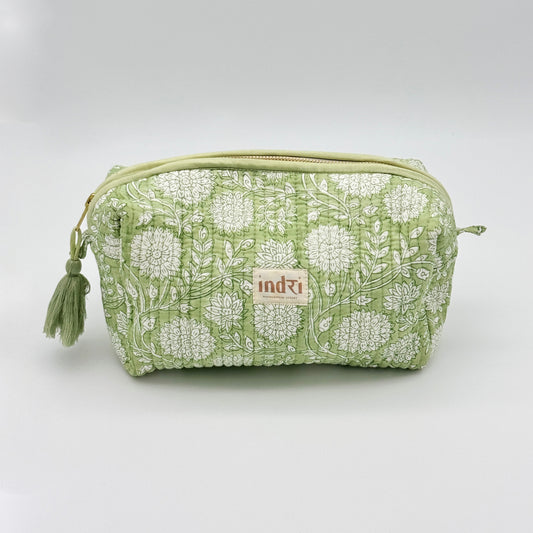 Sage Bloom Fabric Lining Wash Bag