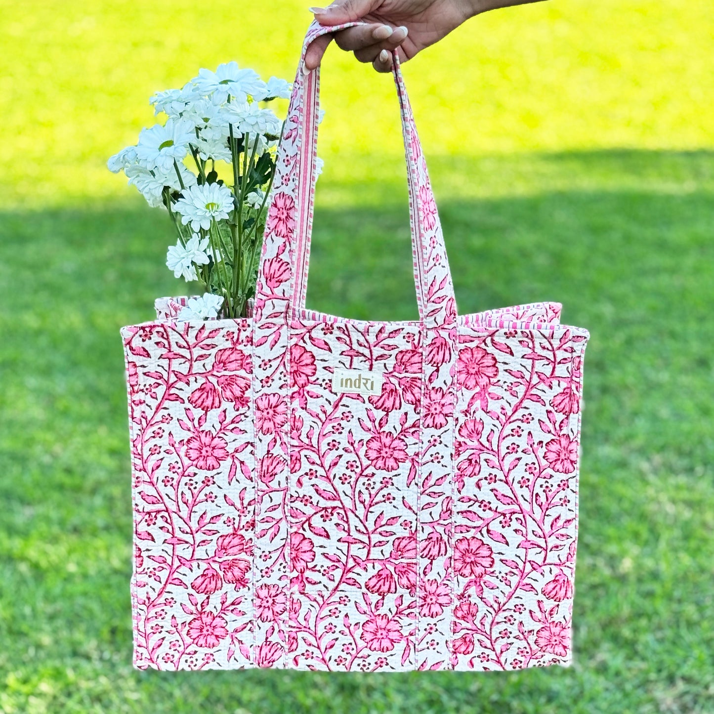 Blush Quilted Tote Bag