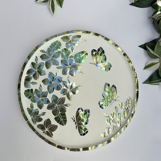 Frangipani Butterfly Garden Thikri Mirror Mosaic