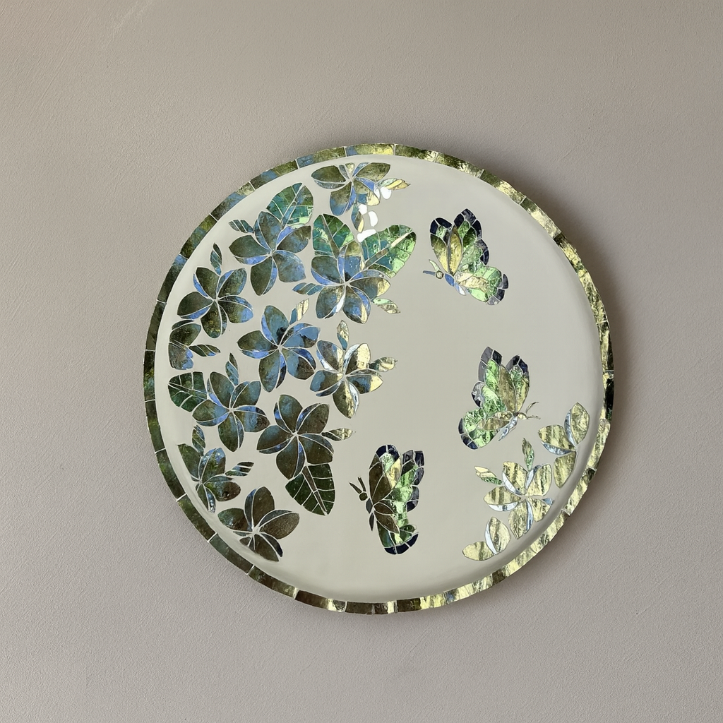 Frangipani Butterfly Garden Thikri Mirror Mosaic