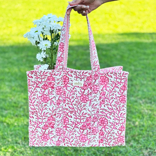 Blush Quilted Tote Bag