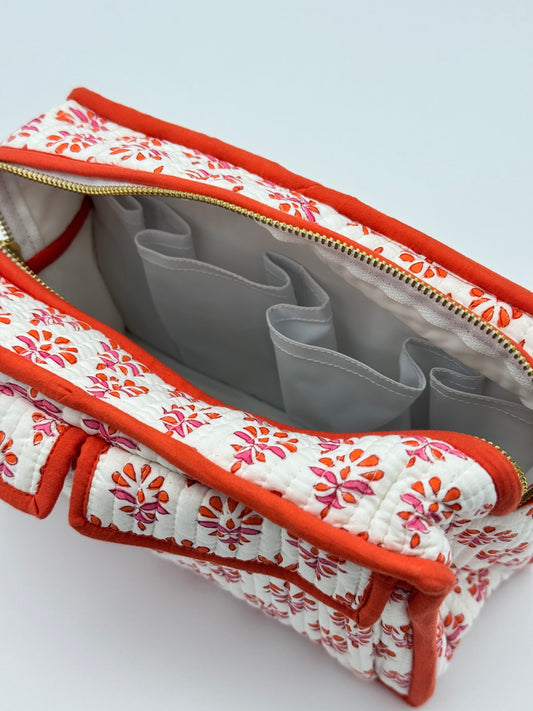 Coral Bloom Makeup Bag