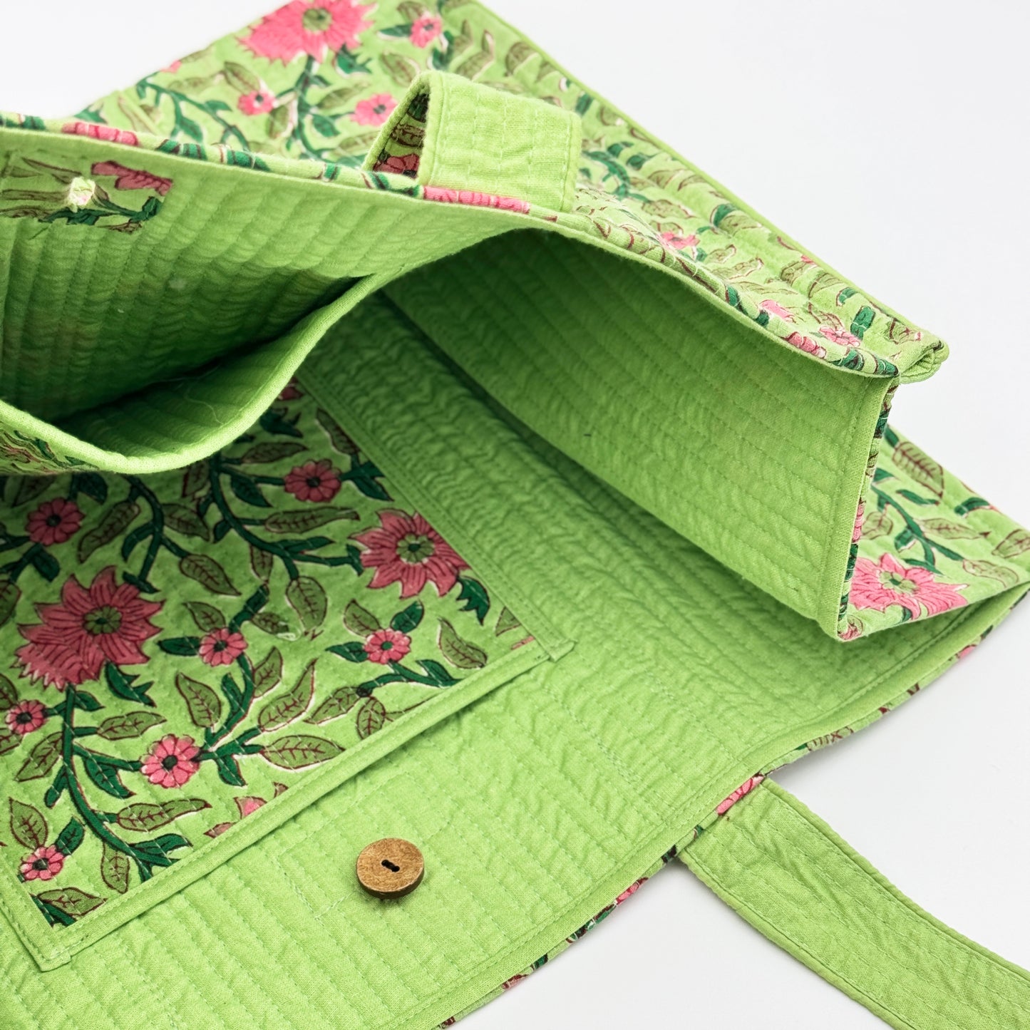 Green Quilted Tote Bag