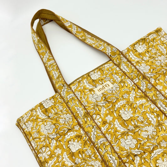 Mustard Quilted Tote Bag