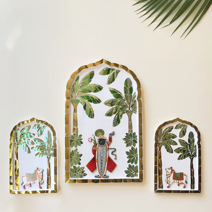 Kamdhenu Thikri Mirror Mosaic (Set of 2) Made-To-Order