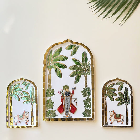 Kamdhenu Thikri Mirror Mosaic (Set of 2) Made-To-Order